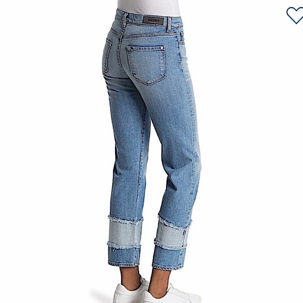 BALDWIN Stella Mid Rise Straight Raw Patchwork Hem Jeans Size 24